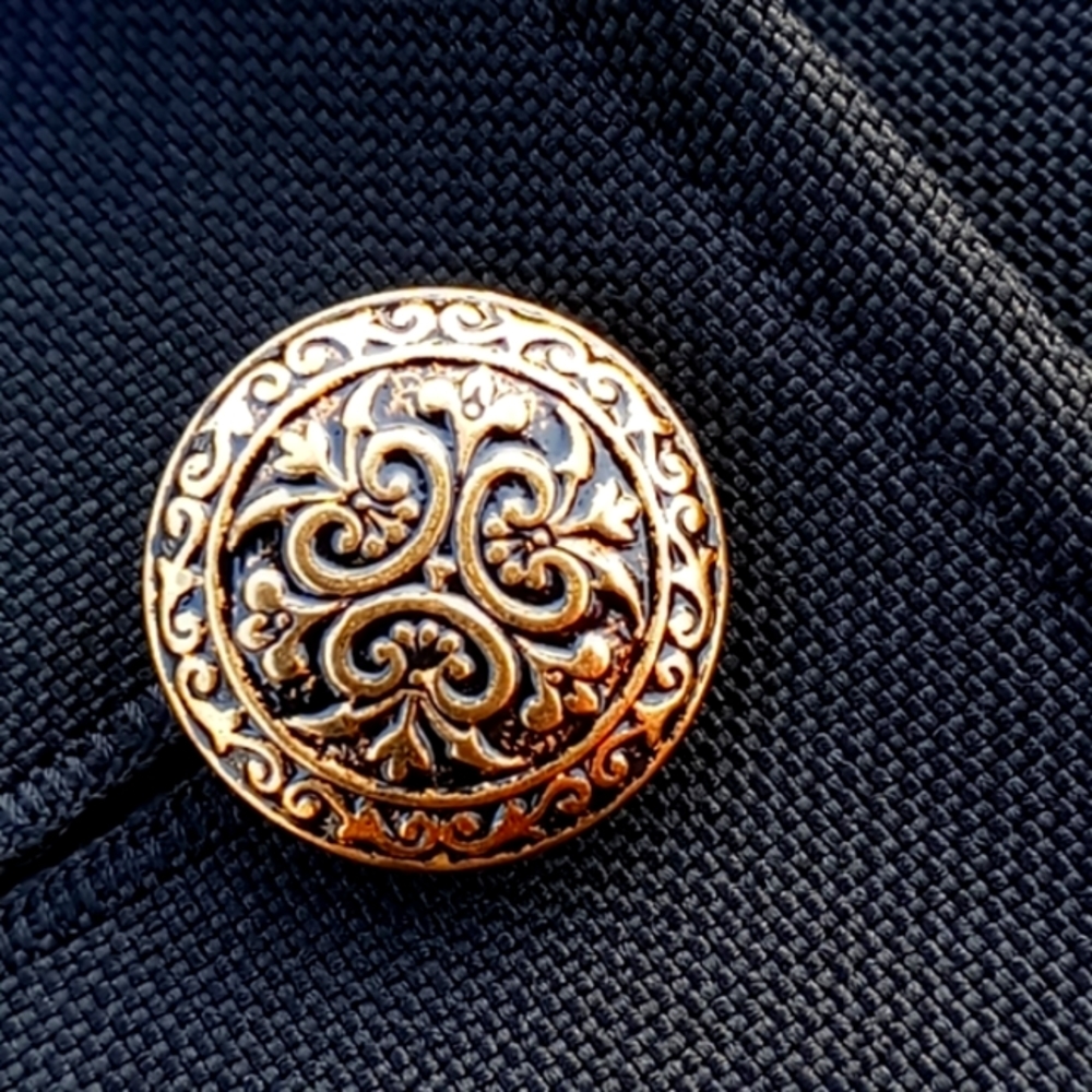 Lady Edwards Classic Black Gold Button Blazer